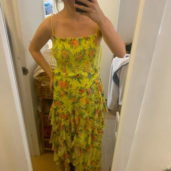 Alice and olivia yellow floral dress